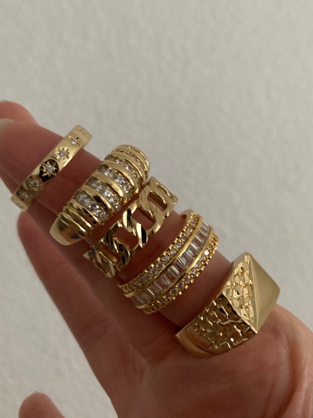 CHILD OF WILD SZ8 Ring SET Gold Stackable layering cocktail Rings Gold Set New
